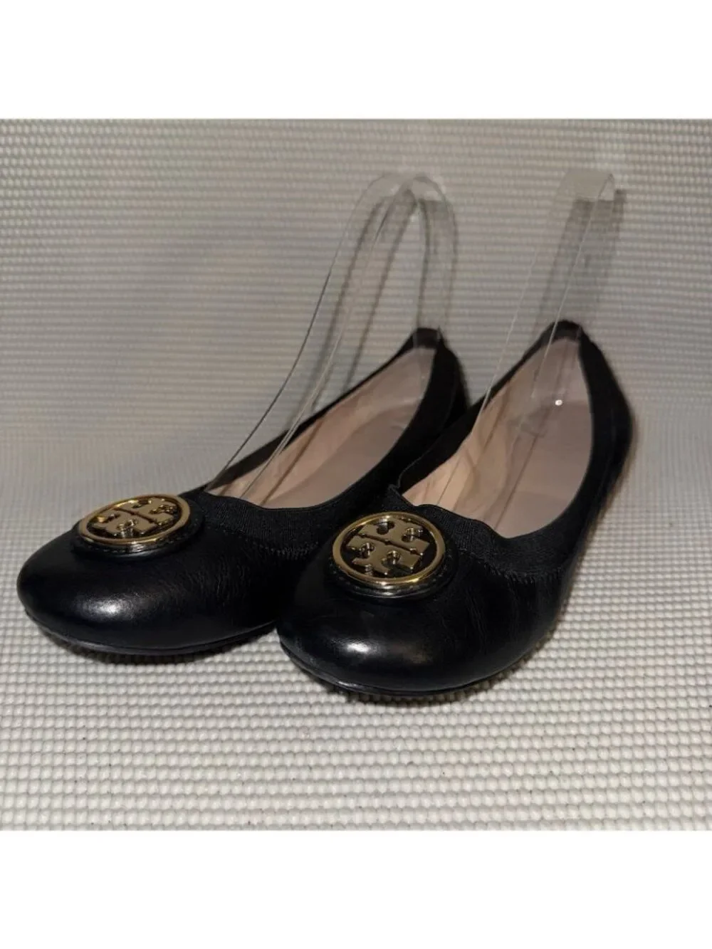 Tory Burch Caroline Black Leather Ballet Designer Flats Shoes Women’s Size 7M